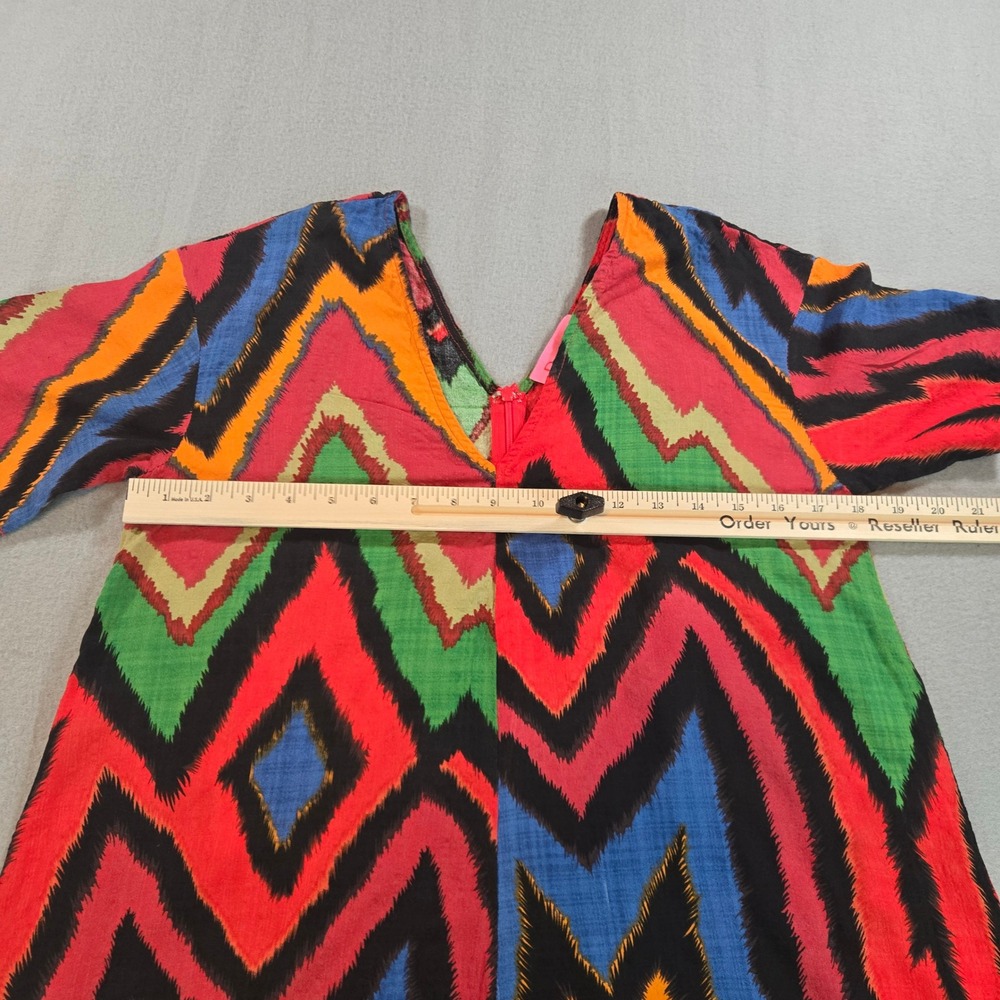 Dress Day Jumpsuit Women Medium Multicolor Ikat Chevron Boho V-Neck D - Picture 9 of 9
